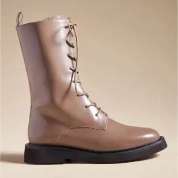 NIB | PILCRO Anthropologie Lace Up Stompy Combat Boots Taupe Tan EU 38 - Picture 2 of 9